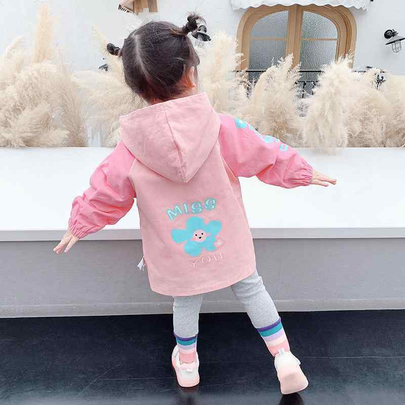 キッズ ガールズ 子供用 アウター ジャケット コート 春秋 韓国風 かわいい おしゃれ フード付き 綿 ピンク 90 100 110 120 130 140