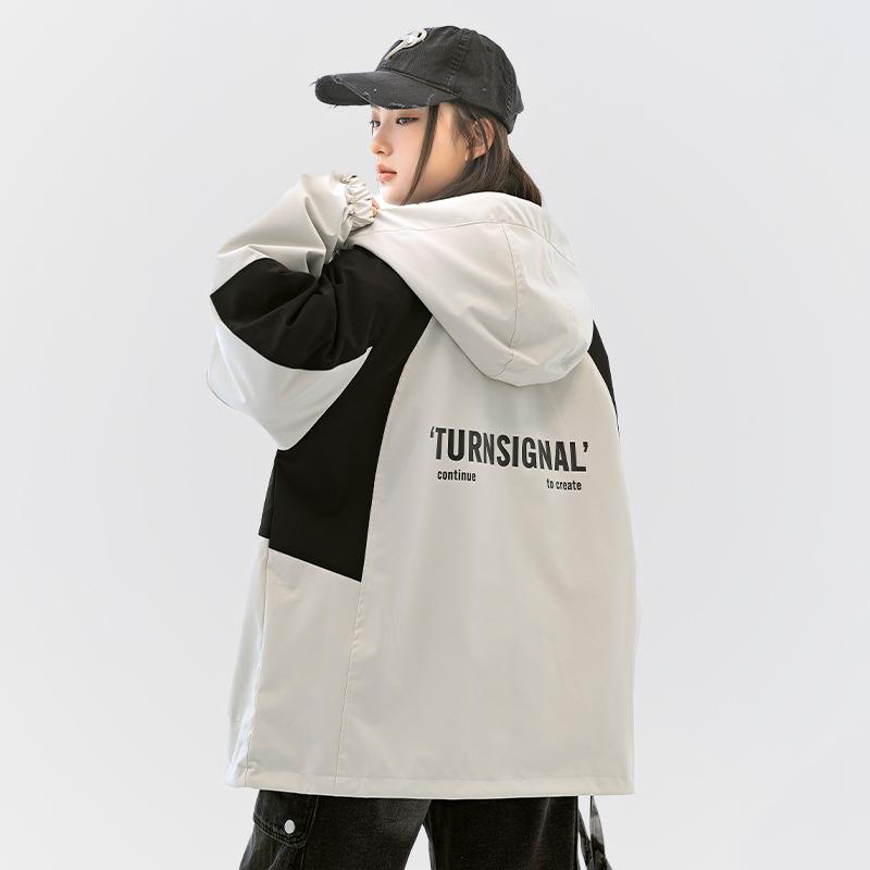アウター ガールズ 秋物 ウィンドブレーカー 前掛け ボンネット付き添い人 防寒着 御嬢さん 青少年 中学生 高校生 格好のいい 普段使い走り アウトドア 150 160 170 ゆったり コート・ジャケット-キッズ・ベビー・マタニティ