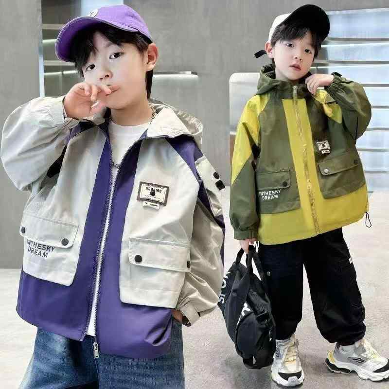 子供服 ジャケット 男の子 アウター 春秋 中学生 高学年 ウィンドブレーカー パーカー ジャンパー カジュアル 普段使い 撥水 防風 パープル系