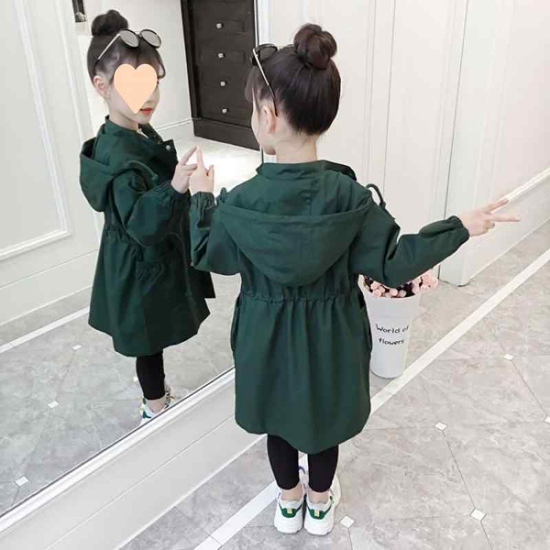 キッズ ガールズ ウインドブレーカー ミドル丈 アウター ジャケット 春秋 秋冬 子供服 女の子 小学生 中学生 高学年 裏地付き あったか 防寒 ベージュ カーキ
