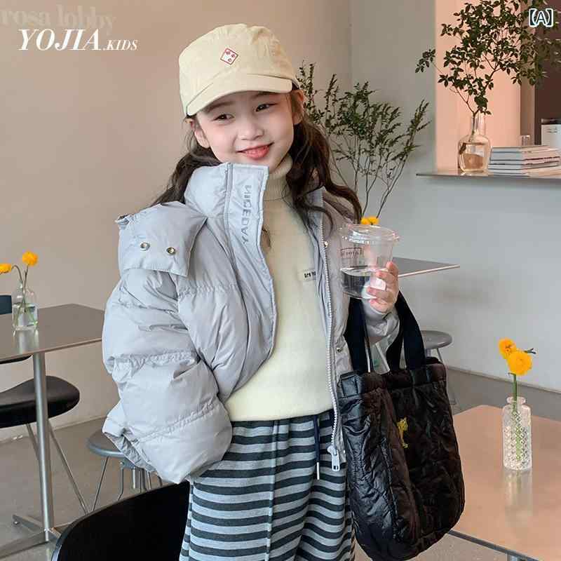 赤ちゃん服 ガールズ 落ち込む上衣 冬用 アウター 防寒 撥水 朦々たる 赤ちゃん うしろ帯 運動競技 可愛らしい 薄墨色 サクラ色系