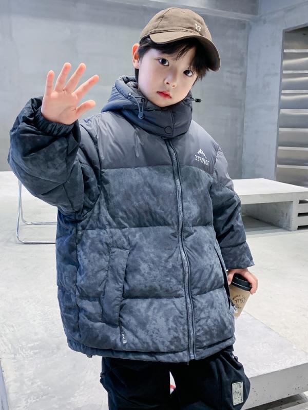 小わっぱ服 御坊っちゃん用 中綿入り口・入口 落ち込む上衣 アウター 秋冬 防寒 生あたたかい ゆったり 薄墨色系 コート・ジャケット-キッズ・ベビー・マタニティ