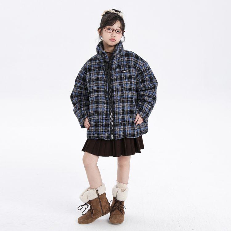 赤ちゃん服 落ち込む上衣 うしろ帯 冬用 中綿 グラデーション 照合のしるし柄 キッズ アウター 防寒 生あたたかい ガールズ 前掛け 110糎 120糎 130糎 140糎 150糎 160糎 170糎