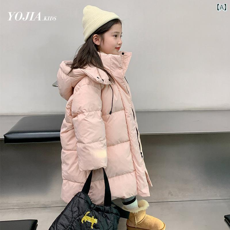 赤ちゃん服 ガールズ 落ち込む上衣 秋冬 中綿 防寒 撥水 うしろ帯 キッズ アウター ロング丈 通学