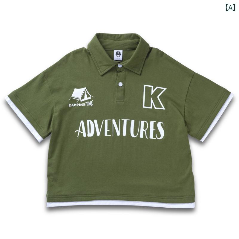 子供用 Tシャツ 半袖 山系デザイン トップス 男の子 ポロシャツ 中大サイズ 綿100% 吸湿速乾 接触冷感 普段使い アウトドア