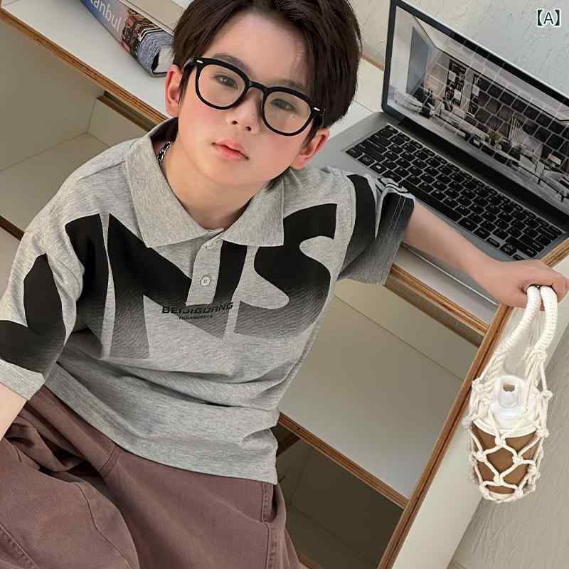 キッズ 男の子用 半袖Tシャツ ポロシャツ トップス 子供服 綿 吸汗 カジュアル 春夏 130cm 140cm 150cm 160cm 170cm