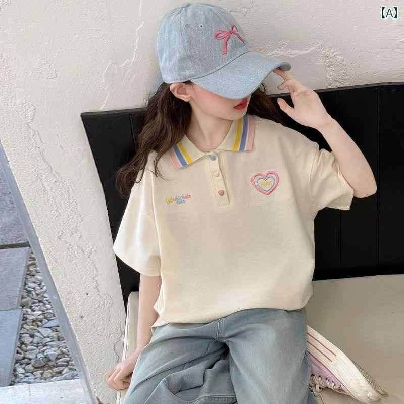 Tシャツ 女の子 半袖 ポロシャツ 子供服 夏服 通園 普段使い かわいい おしゃれ 接触冷感 吸湿速乾