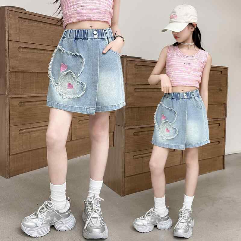 子供服 デニムスカート付きパンツ 女の子 夏 高腰 ショートパンツ キッズ ガールズ キュロットスカート かわいい おしゃれ カジュアル 普段使い 8歳以上 120cm 130cm 140cm 150cm 160cm 170cm