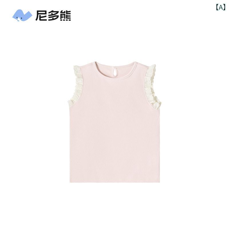 ベビー服 女の子 背心 タンクトップ ノースリーブ 春夏 接触冷感 レース 花柄 かわいい おしゃれ 普段使い お出かけ着 80 90 100