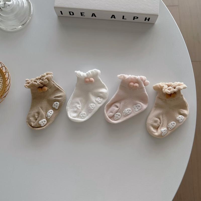 ベビー 靴下 薄手 メッシュ 滑り止め付き ショートソックス 新生児 赤ちゃん 用 0歳 6ヶ月 1歳 2歳 3歳 コットン 混紡 歩行練習 普段使い かわいい パステルカラー ピンク系
