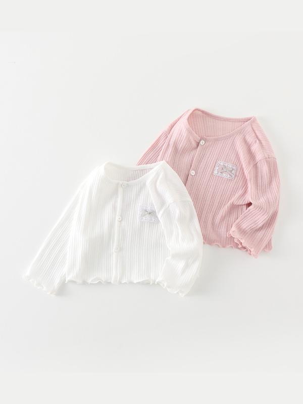 ベビー服 女の子 カーディガン 薄手 春夏 長袖 アウター ベビー キッズ 子供 赤ちゃん 冷房対策 接触冷感 無地 かわいい シンプル ピンク系 ホワイト 70 80 90 100