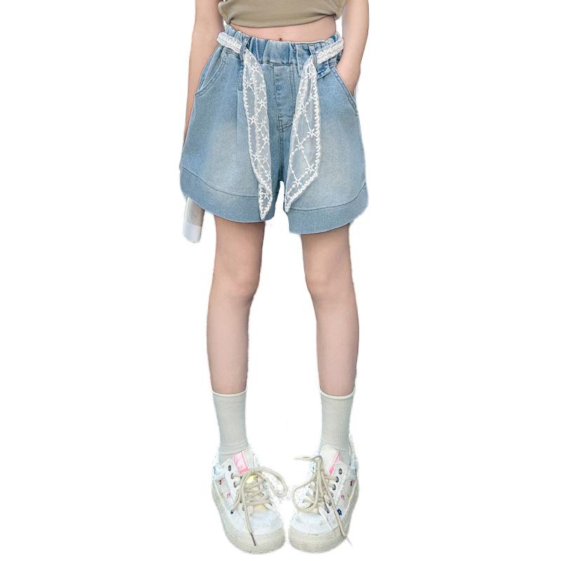 キッズ デニム ショートパンツ キュロットスカート 女の子 春秋 高学年 子供 B類 高腰 短パン ガールズ ショーパン やわらかい かわいい オシャレ 120 130 140 150 160 170