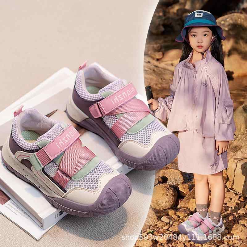 子供用 ランニングシューズ スニーカー 女の子 メッシュ マジックテープ 運動靴 軽量 衝撃吸収 通気性 グリップ力 黒 グレー ピンク 紫 春夏 秋 バランス 小学生 幼稚園 保育園 普段履き