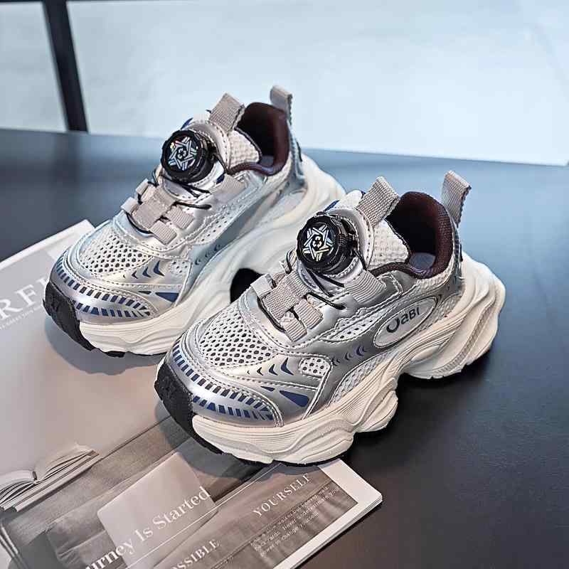 キッズ スニーカー 男の子 女の子 子供靴 スポーツシューズ 通気性 メッシュ シルバー ベージュ 17cm 18cm 19cm 20cm 21cm ラバーソール 春夏