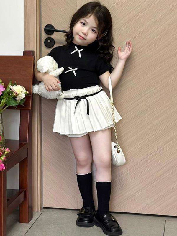 子供服 女の子 セットアップ 半袖Tシャツ プリーツスカート 上下セット かわいい ガールズ キッズ 春夏 綿