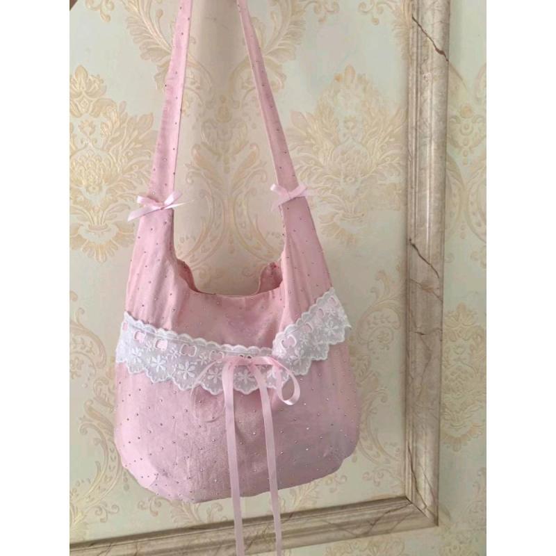 バッグ レディース 春夏 韓国風 蝶結び レース ショルダーバッグ 大容量 帆布 キャンバス かわいい きれいめ おしゃれ 学生 普段使い