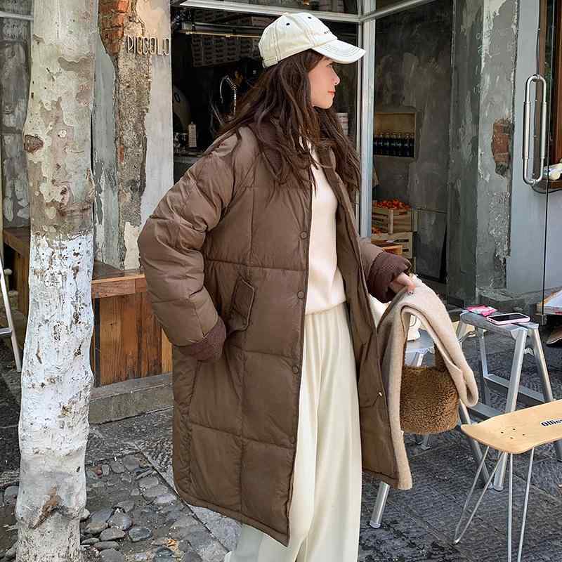 ダウンジャケット レディース 韓国風 中綿 コート アウター 秋冬 ゆったり 厚手 ミドル丈 カジュアル 防寒 あったか ブラック アイボリー カーキ パープル