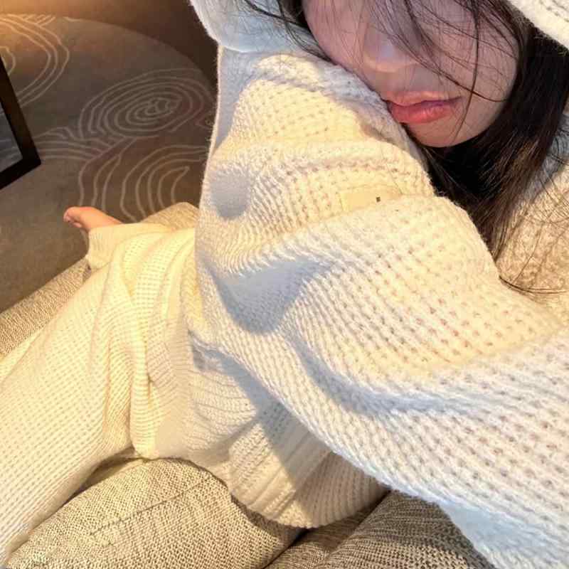 編み物ジレー レディース 長袖 Vのど首 ボンネット付き添い人 ジップアップ 日系 レトロ 普段使い走り お部屋お召しもの 羽織り トップス アウター 当たること冷感 伸縮性 白いこと 薄墨色 黒いこと 赤銅色 青色 緑であること