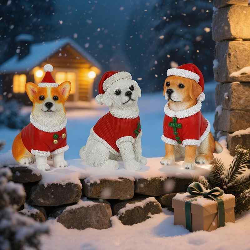 クリスマス オーナメント ラブラドール ビションフリーゼ コーギー 犬 かわいい 樹脂製 ドッグ オブジェ 置物 デコレーション