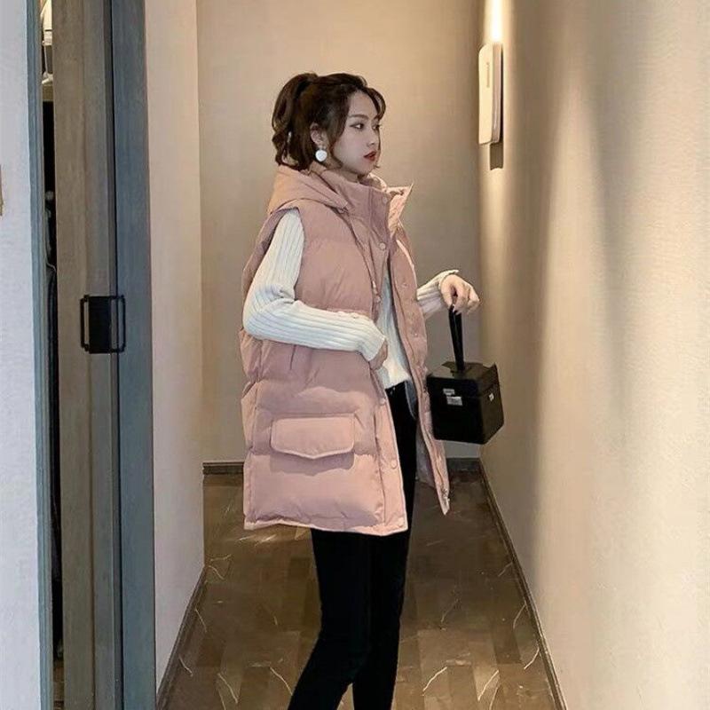 ベスト レディース 中綿ベスト 秋冬 アウター ゆったり 襟付き ポケット付き 防寒 あったか チョッキ 羽織り 重ね着 おしゃれ かわいい 黒 ブラック アイボリー