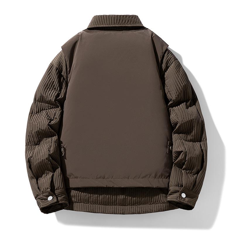 羽?服 メンズ 男性用 ダウンベスト 取り外し可能 2点セット シャツ襟 アウター 防寒 透湿 防風 撥水 ?色 ポリエステル ブラック 黒色 コーヒー色 白色 M L XL 2XL 3XL 4XL 秋冬