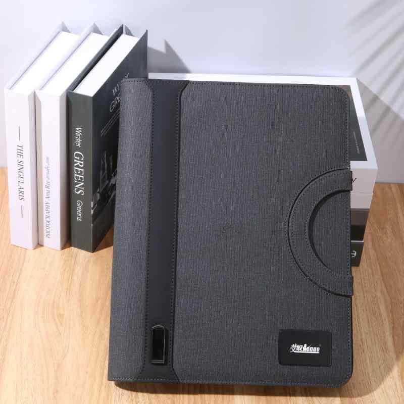 ファイル バインダー A4サイズ 書類ケース 事務用品 多機能 クリップボード レザー 収納ポケット付き 電源付き ワイヤレス充電対応 大容量 ブラック ブルー