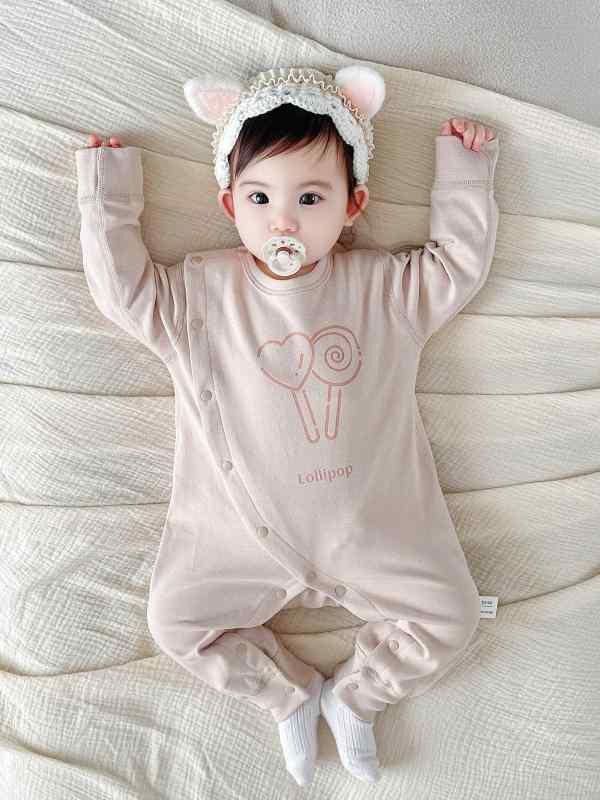 ベビー服 ロンパース 春秋 長袖 綿100% 新生児 肌着 男女兼用 腹巻付き カバーオール 秋冬 無縫製 部屋着 外出着 かわいい 柔らかい 精梳綿 59cm 66cm 73cm 80cm 90cm 100cm