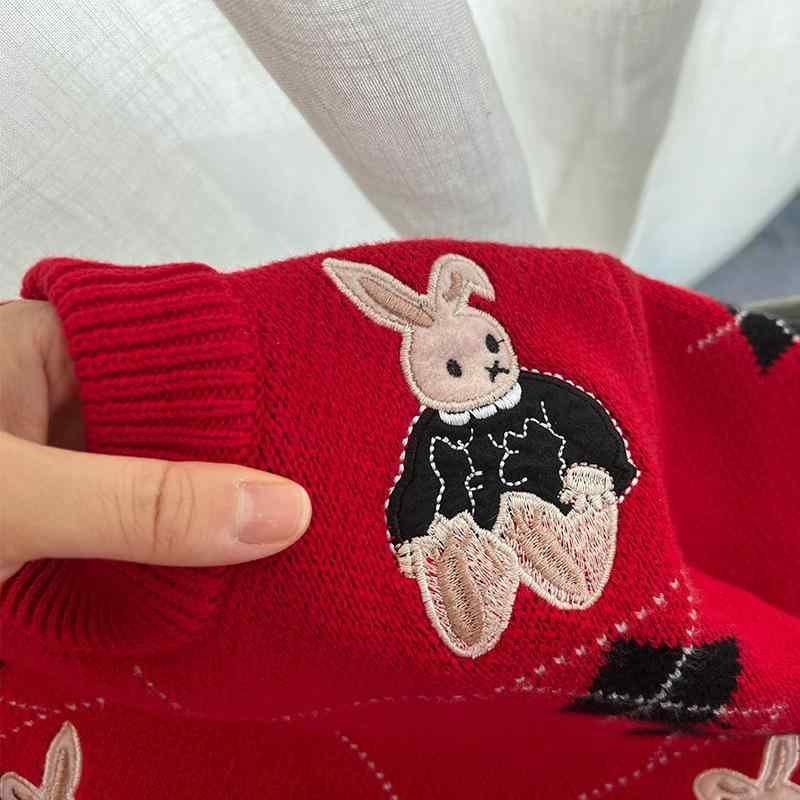 ニット 子供服 カートーン アップリケ ニット トップス ベビー 丸首 プルオーバー 秋冬 綿