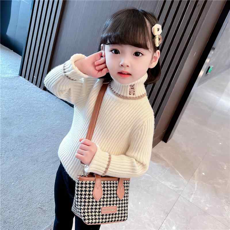 子供服 セーター 女の子 ハイネック ニット トップス 厚手 ガールズ インナー 冬服 かわいい 公主風 普段使い 部屋着
