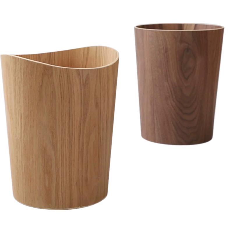 ゴミ箱 木製 北欧 日式 ダストボックス 4L Walnut 曲柳 無蓋 丸型 リビング 寝室 オフィス 卓上 おしゃれ ごみ箱 くず入れ
