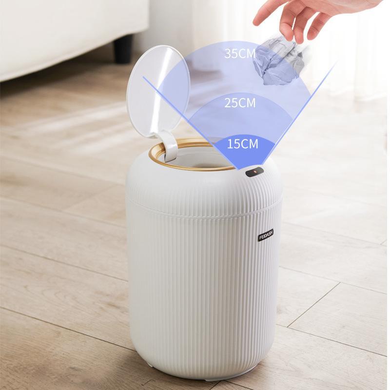 ゴミ箱 ふた付き おしゃれ 高機能 センサー式 ダストボックス 円形 プラスチック製 高脚 リビング 寝室 白色 グリーン
