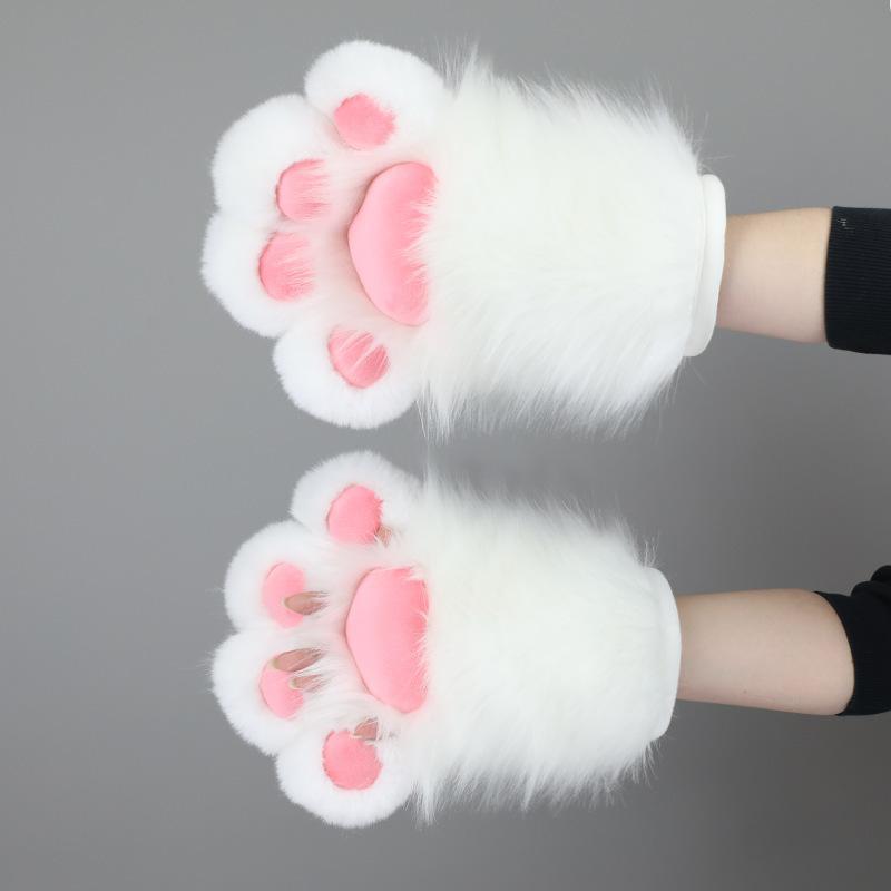 手袋 レディース かわいい 猫 爪 手袋 コスプレ 肉球 グローブ アニマル あったか 秋冬 白 黒 ピンク|シャドーテール