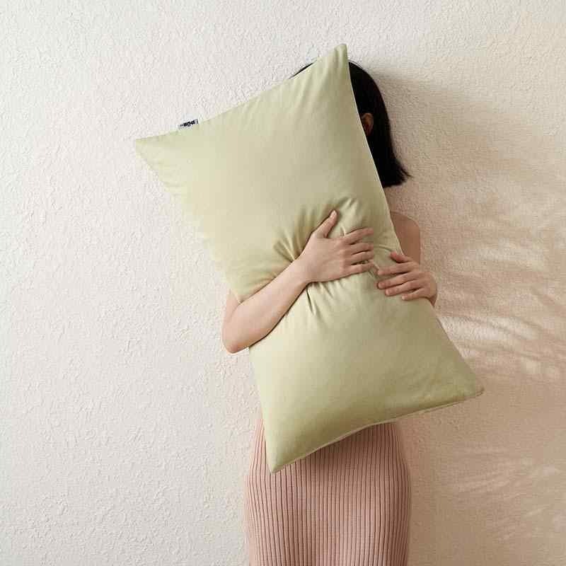 枕カバー ペア 高?? 100 コットン 綿100% 磨き加工 枕ケース 家庭用 48×74cm グリーン グレー ブラウン ベージュ ピンク パープル
