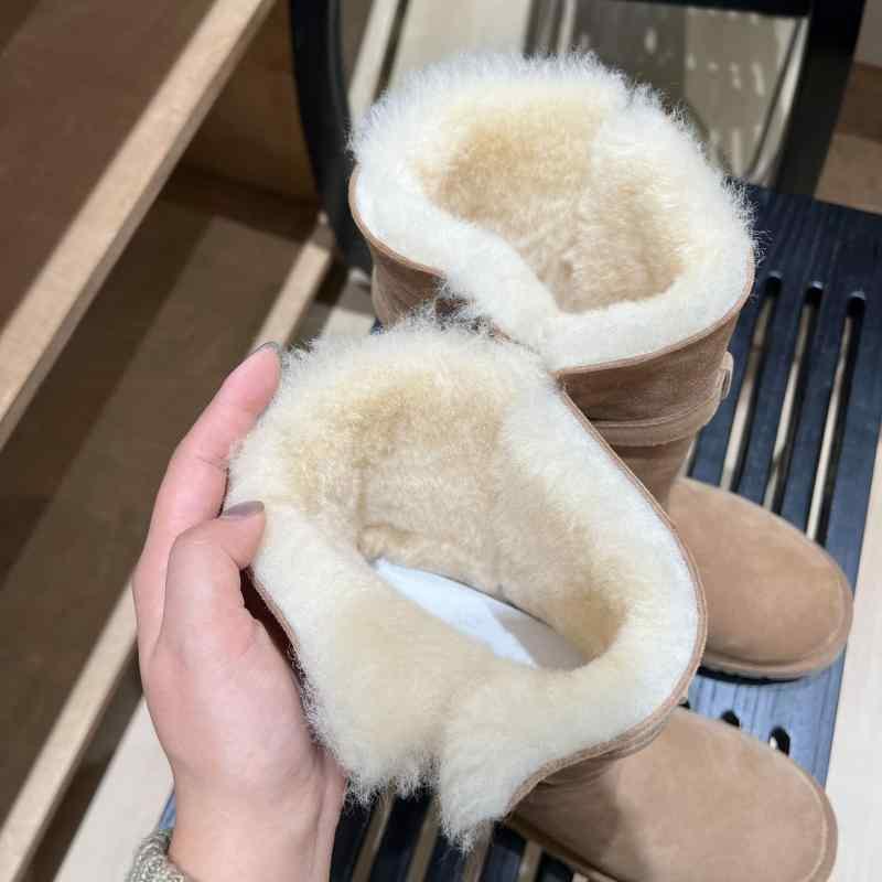 雪地ブーツ レディース 高筒ブーツ 秋冬 生あたたかい シープスキン 本革 なめし革 胴締め飾り付け 心地好い 普段使い走り 栗色 レイヨウ赤銅色 ブーツ-レディース靴