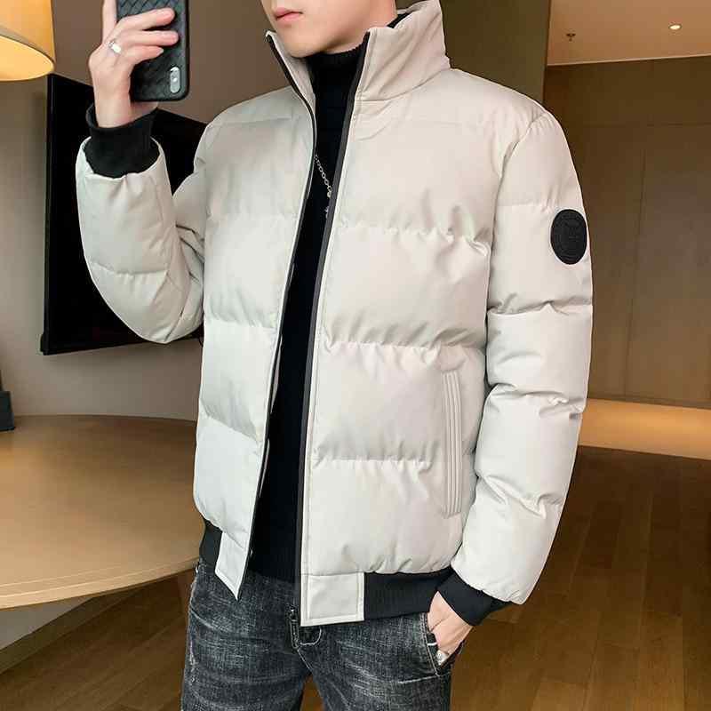 ジャケット 男性用 コットン 中綿入り 加厚 ショート丈 無地 スタンドカラー レッド ブラック カーキ グリーン