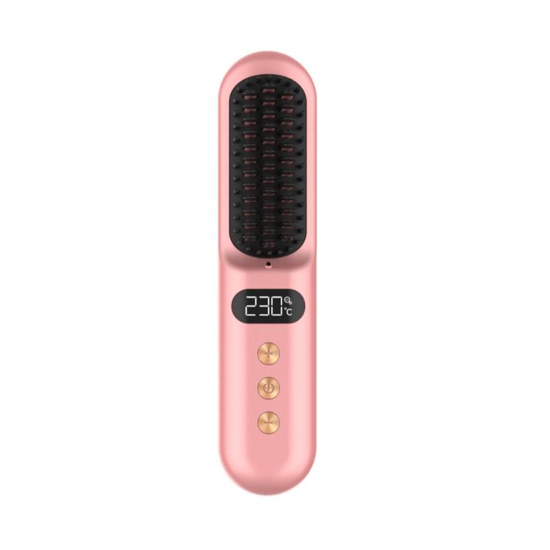 ヘアブラシ ヘアアイロン レディース コードレス ストレート カール 2way 携帯用 ミニブラシ 接触冷感 静電気防止|シャドーテール