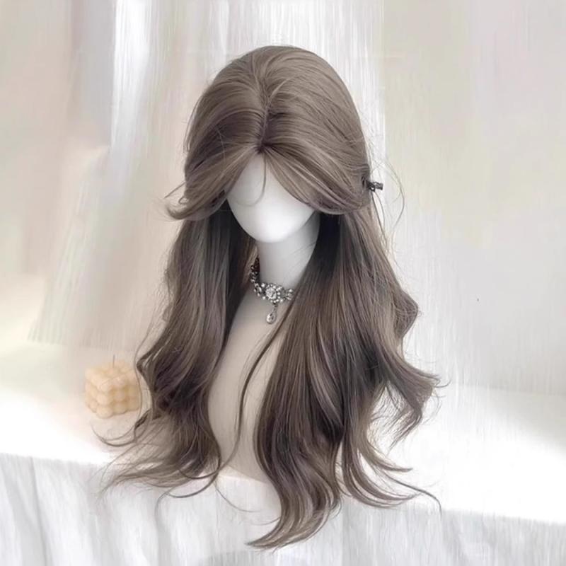 ヘアピース 女性用 ウィッグ ロング カール 薄荷 ミント アッシュ ブラウン フルウィッグ 耐熱 韓国風 小顔 普段使い