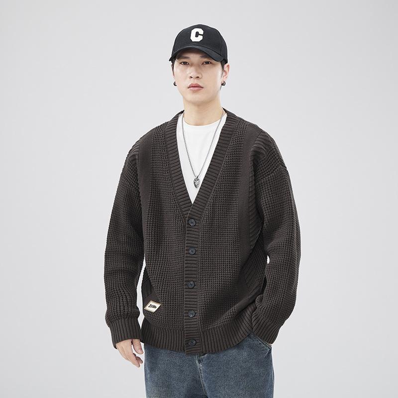 ニット カーディガン メンズ Vネック 厚手 暖かい ゆったり リラックス おしゃれ カジュアル 男性用 トップス 羽織り 防寒 秋冬