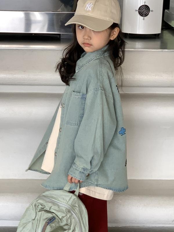子供服 デニムジャケット & トップス セットアップ 春物 韓国風 子供 女の子 襟付き 長袖 アウター