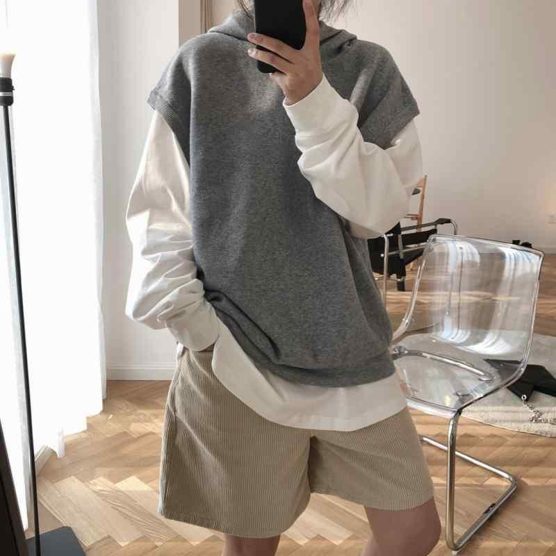 ニットベスト レディース 韓国風 ゆったり チュニック丈 ニットベスト ノースリーブ トップス 重ね着風 カジュアル かわいい ブラック ピンク系 グレー