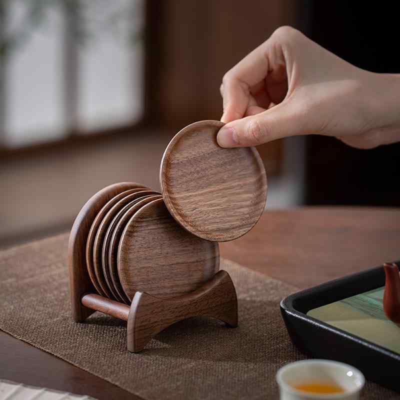 茶托 コースター 木製 胡桃木 茶道 コーヒー 湯呑み 茶碗 グラス 断熱 滑り止め おしゃれ かわいい シンプル セット