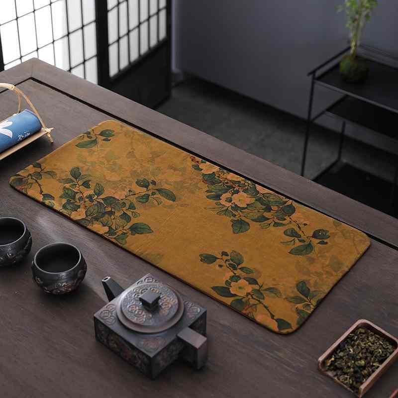 茶席 真? 香云? 茶道マット ティーマット 断熱パッド テーブルランナー 布製 新中式 和モダン 48cm×22cm