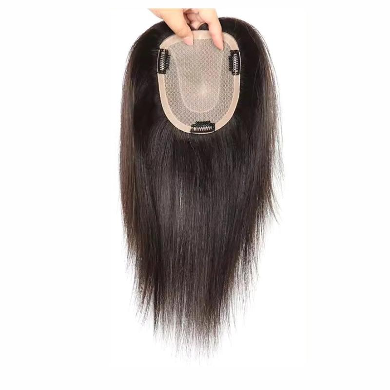 ヘアピース 女性用 人毛 ウィッグ 部分ウィッグ つむじ付き 手植え 通気性 快適 U型 20cm 25cm 30cm ストレート