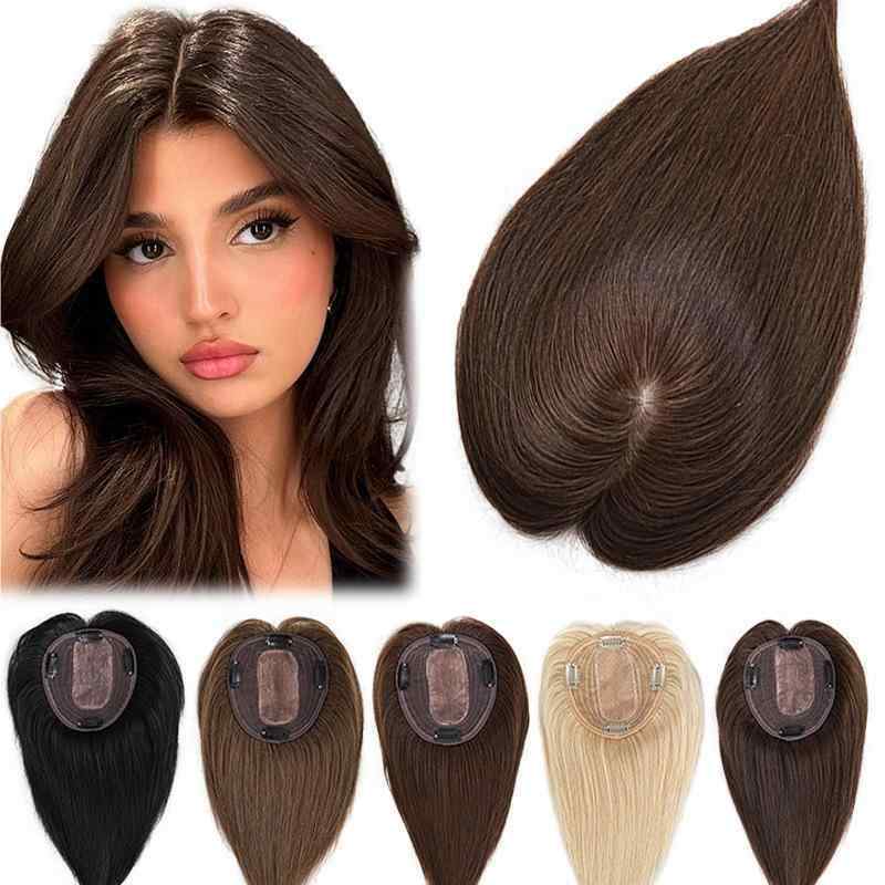 ヘアピース レディース 女性用 真人髪 100% 部分ウィッグ 25cm ストレート トップカバー 白髪隠し 薄毛 隠し 自然 通気性