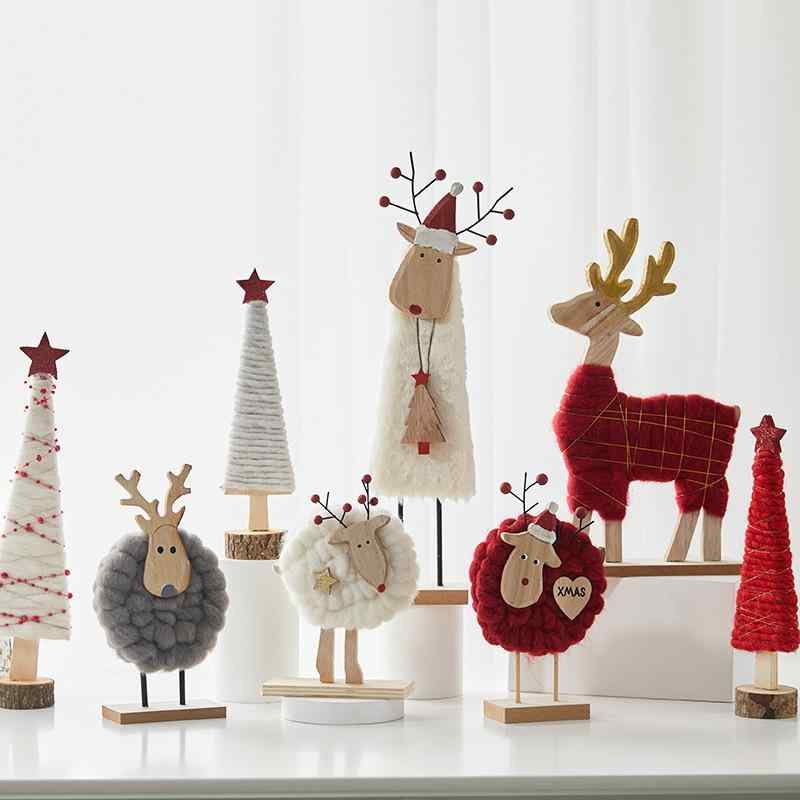 クリスマス 木製 オブジェ クリスマスツリー 羊毛 フェルト 飾り 卓上 クリスマス デコレーション 雑貨 クリスマス雑貨 かわいい サンタクロース トナカイ