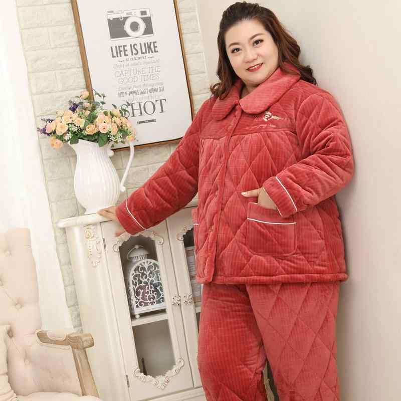 パジャマ レディース 女性用 フランネル 厚手 三層 あったか 保温 寝巻き 部屋着 ルームウェア 大きいサイズ ゆったりサイズ ポリエステル 贅沢 豪華 Labeled サイズ XXL 3XL 4XL 5XL
