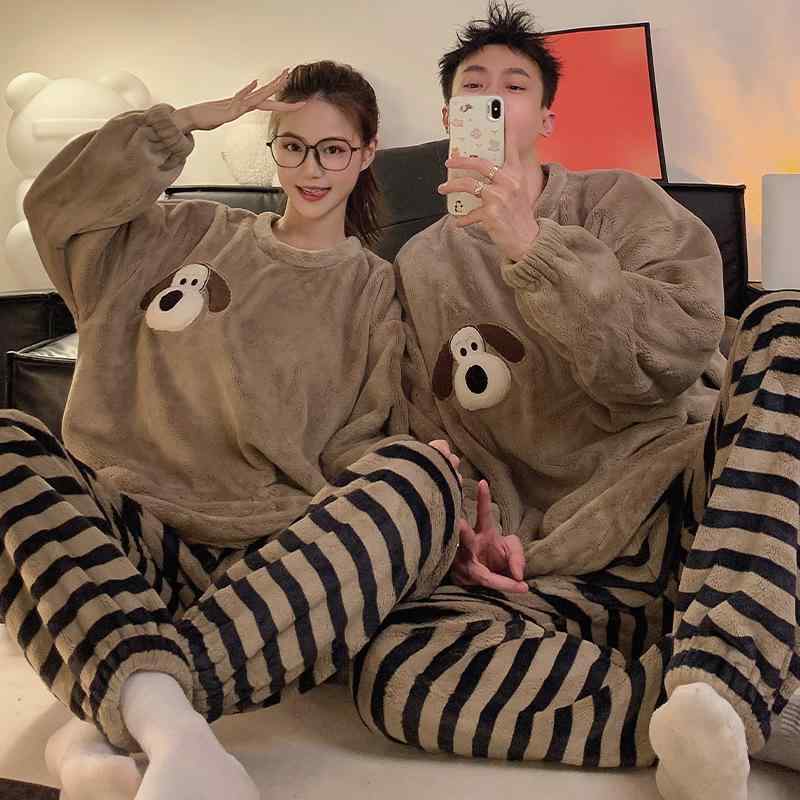 パジャマ レディース メンズ 秋冬 セットアップ 部屋着 ルームウェア 厚手 フリース あったか ポリエステル かわいい 女性用 男性用