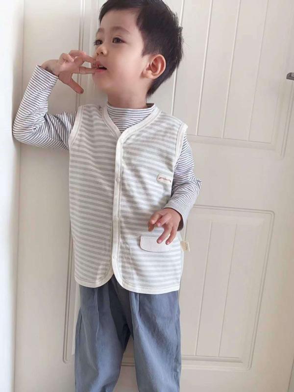 ベビー服 子供用 ベスト 春秋 ベビー 赤ちゃん 新生児 男女兼用 コットン ストライプ 66cm 73cm 80cm 90cm 100cm 110cm 120cm
