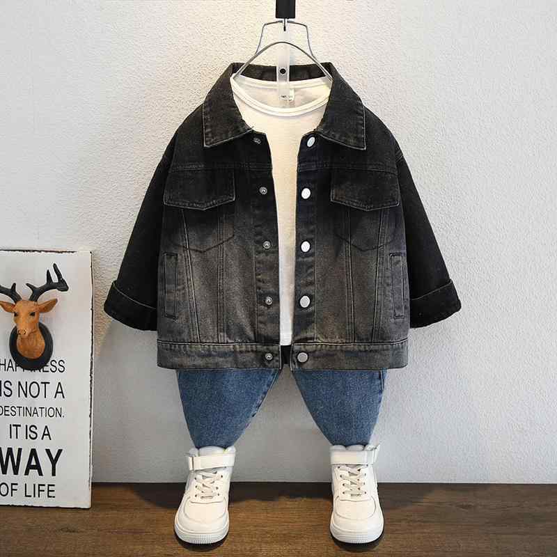 子供服 アウター デニムジャケット 男の子 秋物 幼児 カジュアル Gジャン ボーイズ ベビー服 トップス ブラック 通園 通学 春秋