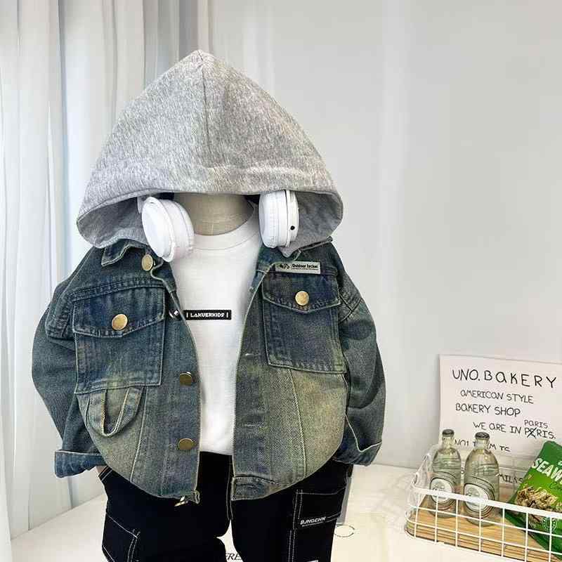 子供服 ジャケット 春秋 男の子 デニムジャケット パーカー付き アウター 女の子 トップス かわいい おしゃれ 通園 通学 コットン